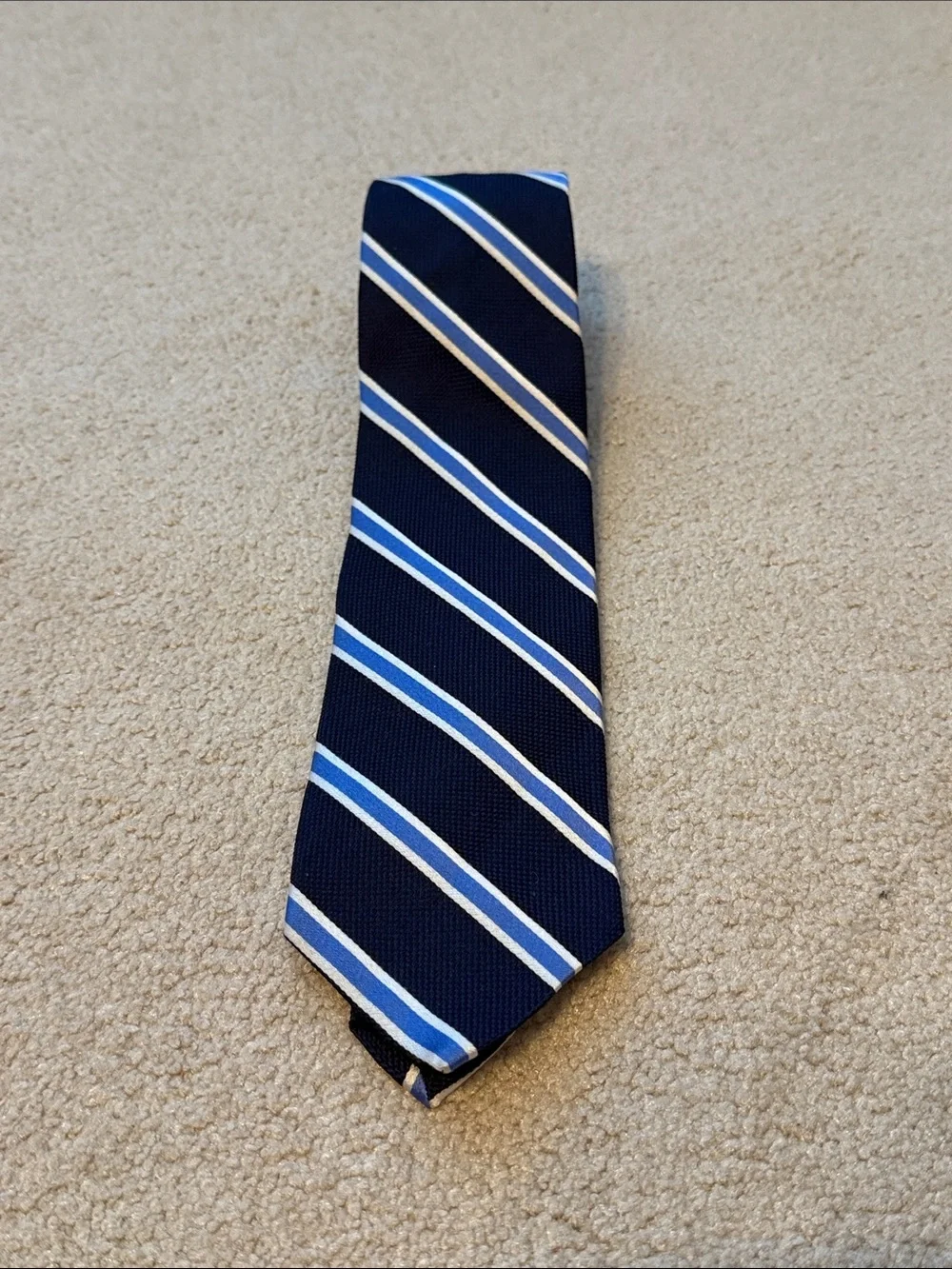 Brooks Brothers Striped 100% Silk Tie 59” Proudly Made in New York Blue